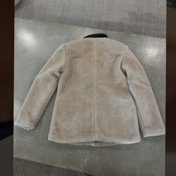 NWT $148 REVOLVE We Wore What faux fur sherpa leather blazer Small  Ivory /black - Picture 4 of 4